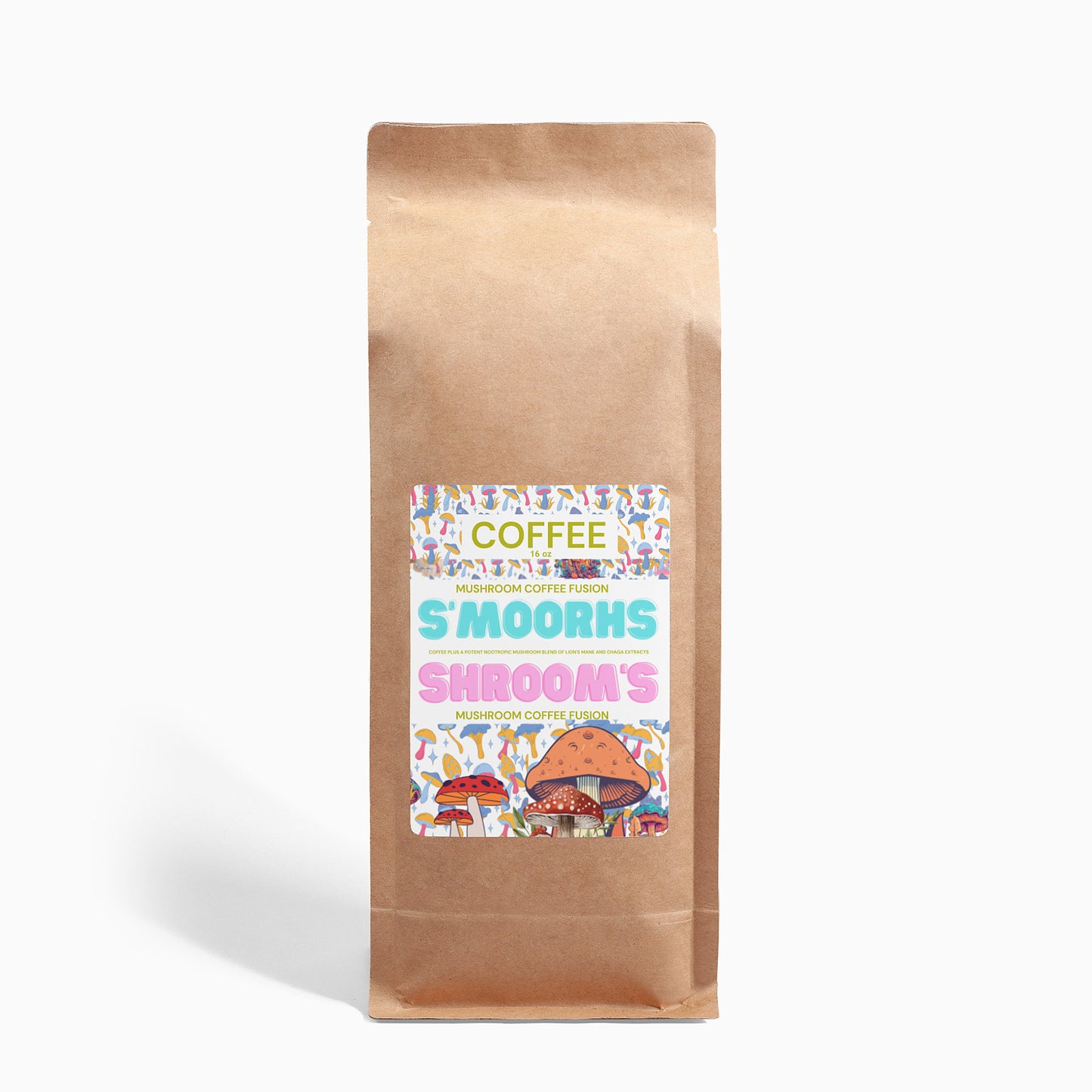 (SMOORHS SHROOMS) - Lion’s Mane & Chaga Mushroom-Infused Coffee - 16oz.