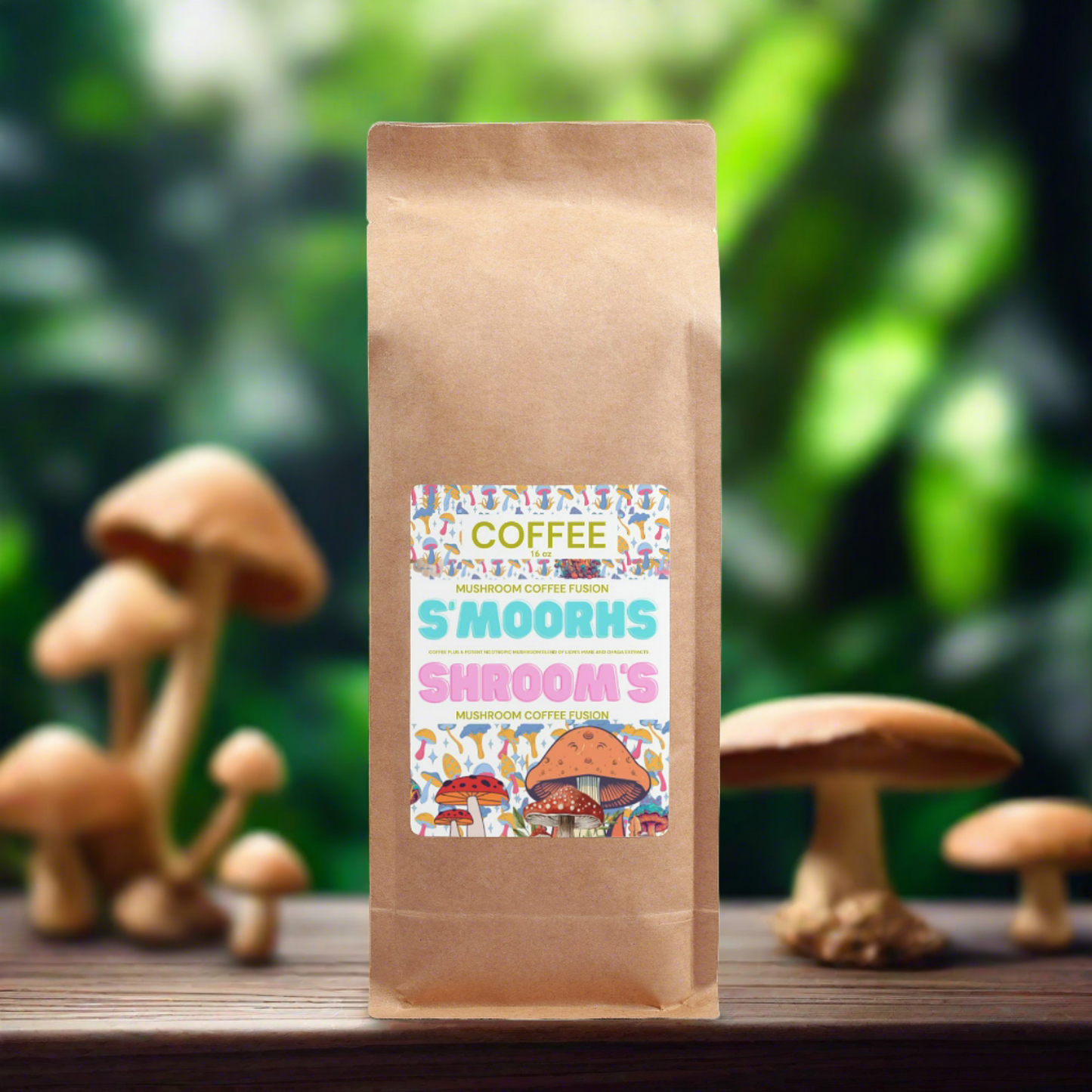 (SMOORHS SHROOMS) - Lion’s Mane & Chaga Mushroom-Infused Coffee - 16oz.