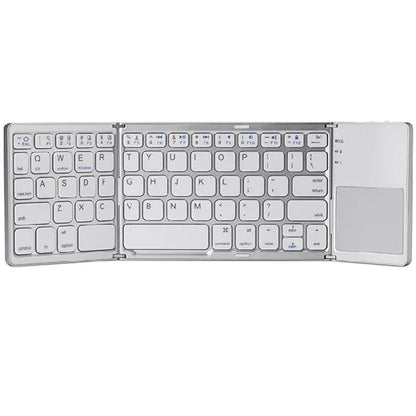 Portable Mini Three Folding Bluetooth Keyboard with Wireless Foldable Touchpad Keypad