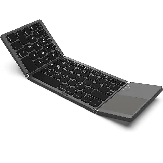 Portable Mini Three Folding Bluetooth Keyboard with Wireless Foldable Touchpad Keypad